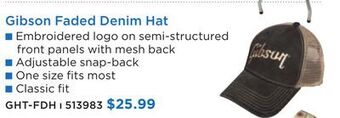 Long & McQuade Gibson faded denim hat offer