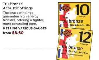 Long & McQuade Rotosound tru bronze 80/20 acoustic guitar set 10-50 offer