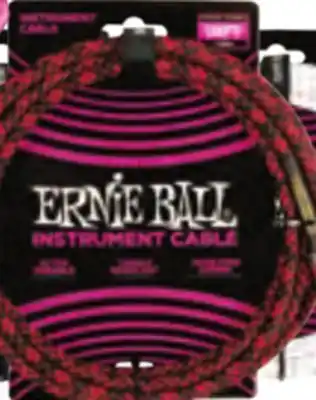 Long & McQuade Ernie ball 10' straight braided cable - red black offer