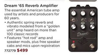 Long & McQuade Universal audio uafx dream '65 reverb amplifier pedal offer