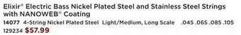 Long & McQuade Elixir strings nickel plated steel 4-string bass set with nanoweb coating, light/medium, long scale offer