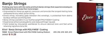 Long & McQuade Elixir strings banjo strings with polyweb coating, medium offer