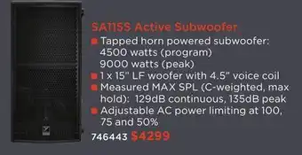 Long & McQuade Synergy array series powered subwoofer offer