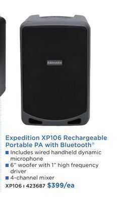 Long & McQuade Samson rechargeable portable pa with bluetooth offer
