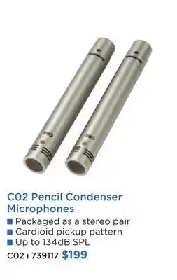 Long & McQuade Samson c02 pencil condenser microphones (pair) offer