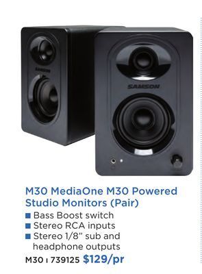Long & McQuade Samson mediaone m30 powered studio monitors (pair) offer