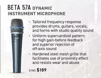 Long & McQuade Shure beta 57a supercardioid dynamic mic offer