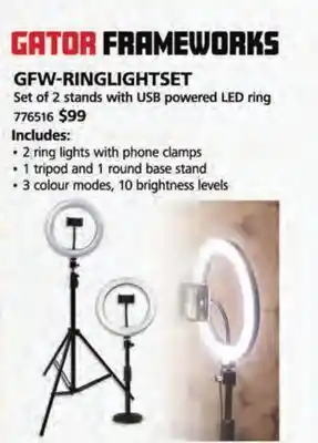 Long & McQuade Gator frameworks ringlight desk & tripod set offer