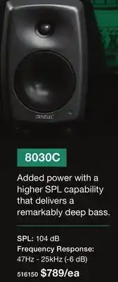 Long & McQuade Genelec 8030c active nearfield studio monitor (single) - black offer