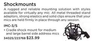Long & McQuade Apex universal side address microphone cradle mount offer
