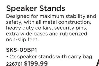 Long & McQuade Yorkville pair of steel speaker stands w/bag offer