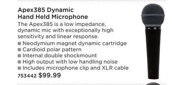 Long & McQuade Apex 385 premium neodymium microphone with cable offer