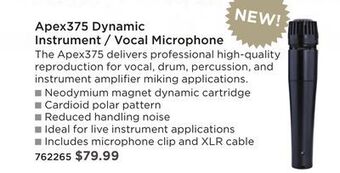 Long & McQuade Apex apex375 dynamic instrument / vocal microphone offer