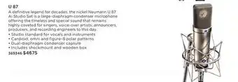 Long & McQuade Neumann u 87 ai set large diaphragm condenser microphone - nickel offer