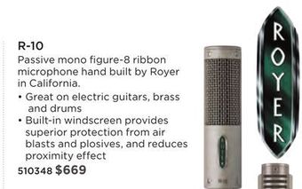 Long & McQuade Royer r-10 studio/live ribbon microphone offer