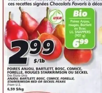 IGA Anjou,Bartlett, Bosc, Comice, Forelle, Starkrimson Red Or Seckel Pears offer