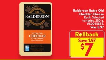 Walmart Balderson extra old cheddar cheese offer
