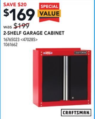 Lowe's Craftsman 2-shelf garage cabinet offer