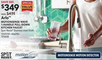 Lowe's Moen arlo motionsense wave 1-handle pull-down kitchen faucet offer