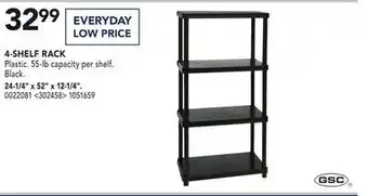 Lowe's Gsc 4-shelf rack, 24-1/4" x 52" x 12-1/4" offer