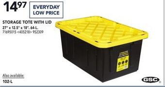 Lowe's Gsc storage tote with lid 27" x 12.5" x 18" offer