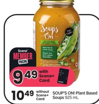 Sobeys Soup's on! plant based soups offer