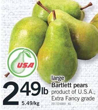 Fortinos Large bartlett pears offer