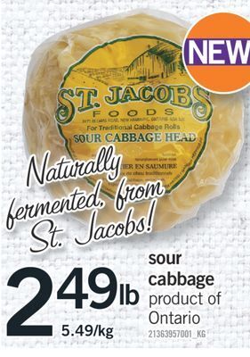 Fortinos Sour cabbage offer