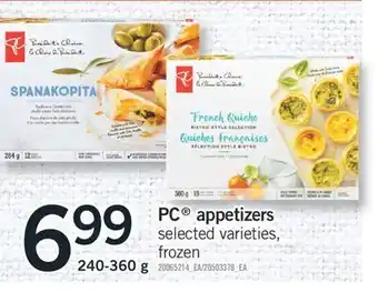 Fortinos Pc® appetizers, 240-360 g offer