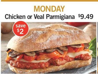 Fortinos Chicken or veal parmigiana offer