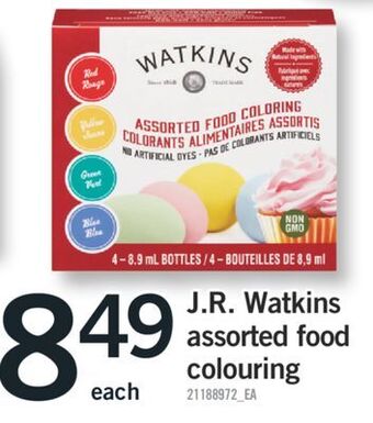 Fortinos J.r. watkins assorted food colouring offer