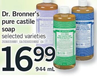Fortinos Dr. bronner's pure castile soap, 944 ml offer