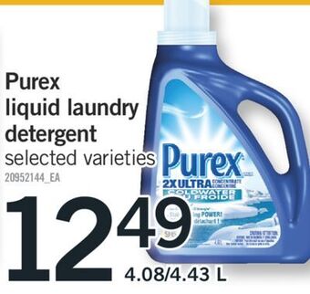 Fortinos Purex liquid laundry detergent, 4.08/4.43 l offer