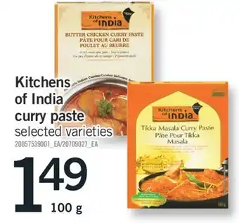 Fortinos Kitchens of india curry paste, 100g offer