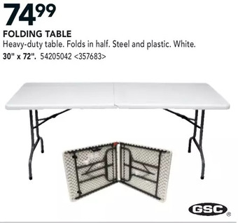 RONA Gsc folding table 30" x 72" offer
