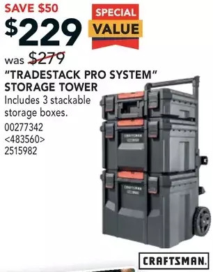 RONA Craftsman "tradestack pro system" storage tower offer