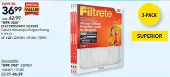 RONA 3m filtrete "mpr 1000" electrostatic filters | "mpr 1900" offer