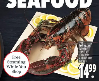 Metro Live east coast hardshell lobsters offer