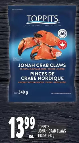Metro Toppits jonah crab claws offer