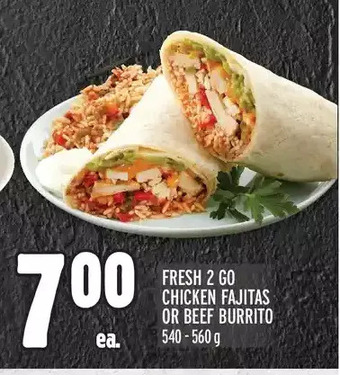 Metro Fresh 2 go chicken fajitas or beef burrito offer