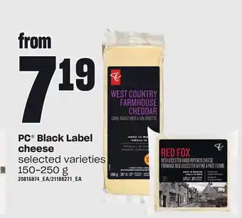 Loblaws Pc® black label cheese, 150-250 g offer