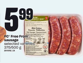 Loblaws Pc® free from sausage, 375/500 g offer
