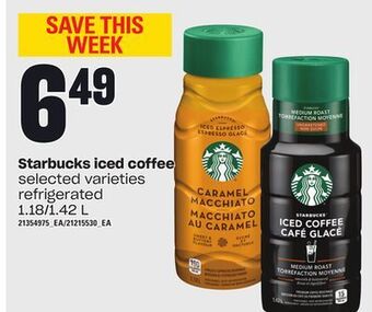 Loblaws Starbucks iced coffee, 1.18/1.42 l offer