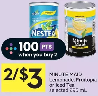 Foodland Minute maid lemonade, fruitopia or iced tea offer