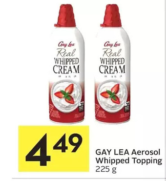 Foodland Gay lea aerosol whipped topping offer