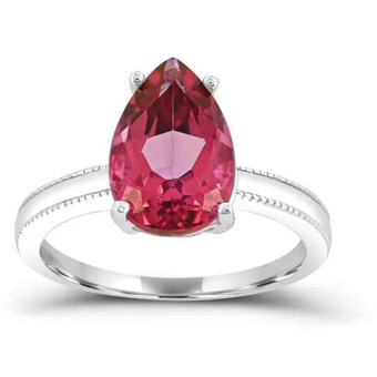 Charm Diamond Sterling silver pear shape pink topaz solitaire ring offer