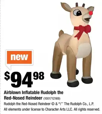 Home Depot Airblown inflatable rudolph the red-nosed reindeer offer