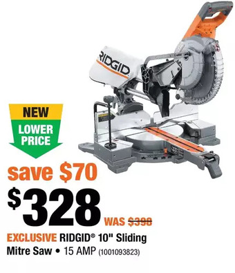 Home Depot Ridgid 10" sliding mitre saw offer