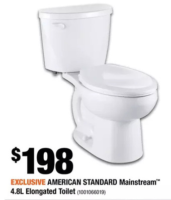 Home Depot American standard mainstream 4.8l elongated toilet offer