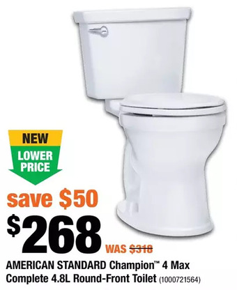Home Depot American standard champion 4 max complete 4.8l round-front toilet offer